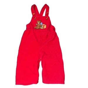 Vintage Overalls Corduroy JC Penney Toddletime Red 6 Months Japan Bear Blocks
